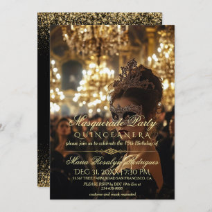  Masquerade Photo Quinceanera   Invitation