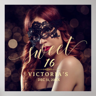 Masquerade Photo Sweet 16 Birthday Poster