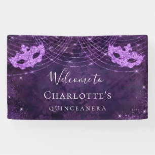Masquerade purple glitter dust Quinceanera Banner