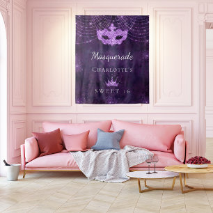 Masquerade purple glitter dust Sweet 16 birthday Tapestry