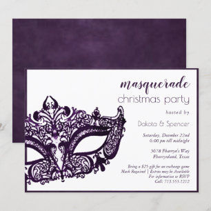 Masquerade Purple Mask Mardi Gras Holiday Party Invitation