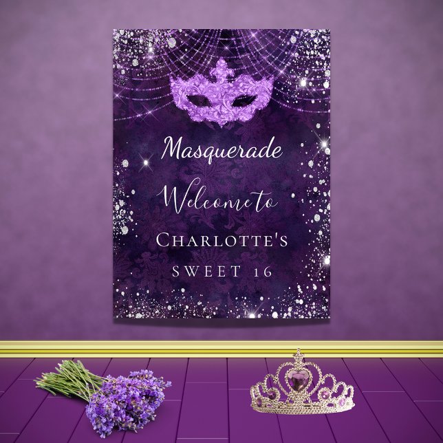 Masquerade purple silver glitter dust Sweet 16 Poster (Creator Uploaded)