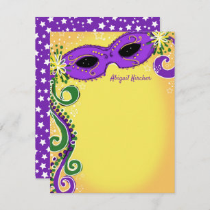 Masquerade Purple Yellow Mask Ball Sweet 16 Flat Card