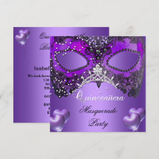 Masquerade Quinceanera 15 Purple Birthday Invitation