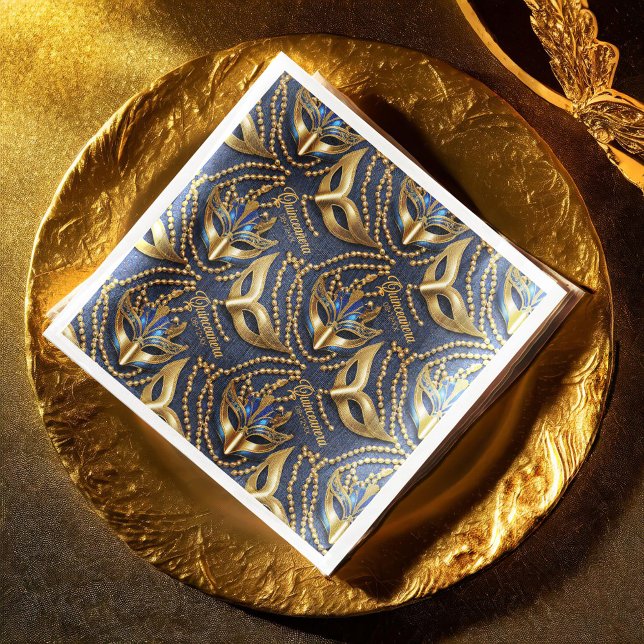 Masquerade Quinceanera Beads Masks Blue ID1031 Napkin (Creator Uploaded)