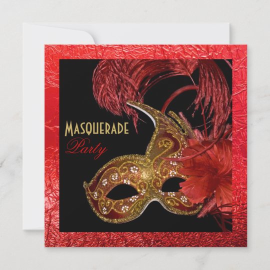 Masquerade Quinceañera Party Red Foil Invitation Uk