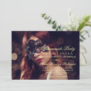 Masquerade Quinceanera Photo  Invitation