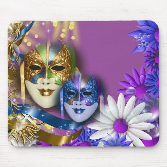 Masquerade quinceanera Venetian masks Mouse Mat (Front)