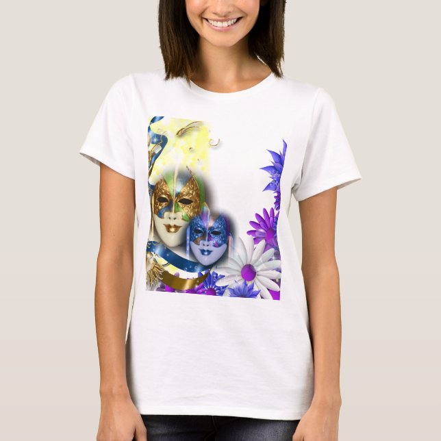 Masquerade quinceanera Venetian masks PERSONALIZE T-Shirt (Front)