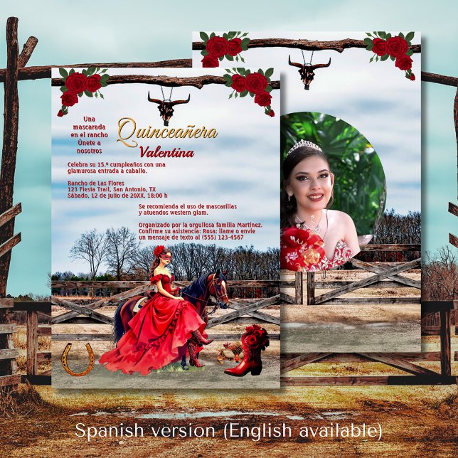 Masquerade Ranch Quinceañera Tu Foto Invitation (Masquerade Ranch Quinceañera Tu Foto Invitation)