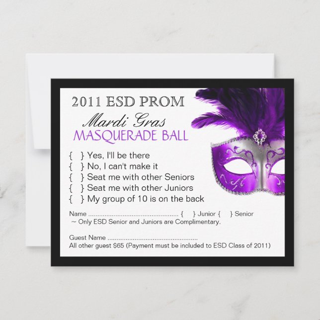 Masquerade Reply Cards (Front)