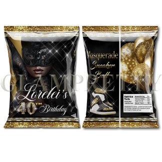 Masquerade Sneaker Ball Chip Bag black & gold Flyer