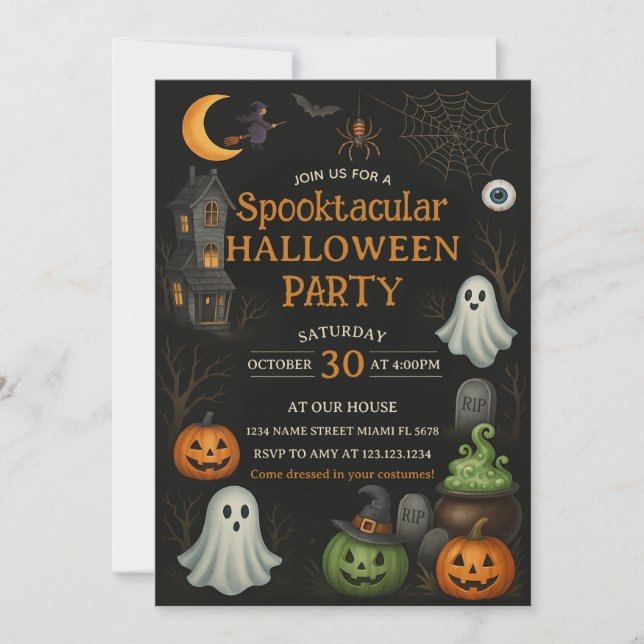 Masquerade Spooktacular Halloween Party Invite (Front)