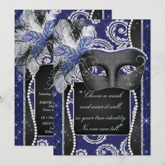 Masquerade Sweet 16 Party, Mis Quince Anos Invitation (Front/Back)
