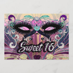 Masquerade Sweet 16 Sixteen Party Mask Invitation