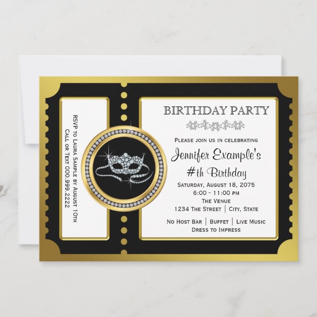 Masquerade Ticket Party Invitation (Front)