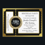 Masquerade Ticket Party Invitation<br><div class="desc">Beautiful gold diamond masquerade mask black and gold masquerade party invitation. You can easily customise this elegant golden ticket masquerade birthday party and event ticket invitation by adding your details in the font style and colour, wording and layout of your choice. You can also change the background colour and remove...</div>