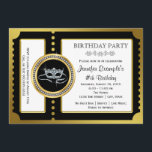 Masquerade Ticket Party Invitation<br><div class="desc">Beautiful gold diamond masquerade mask black and gold masquerade party invitation. You can easily customise this elegant golden ticket masquerade birthday party and event ticket invitation by adding your details in the font style and colour, wording and layout of your choice. You can also change the background colour and remove...</div>