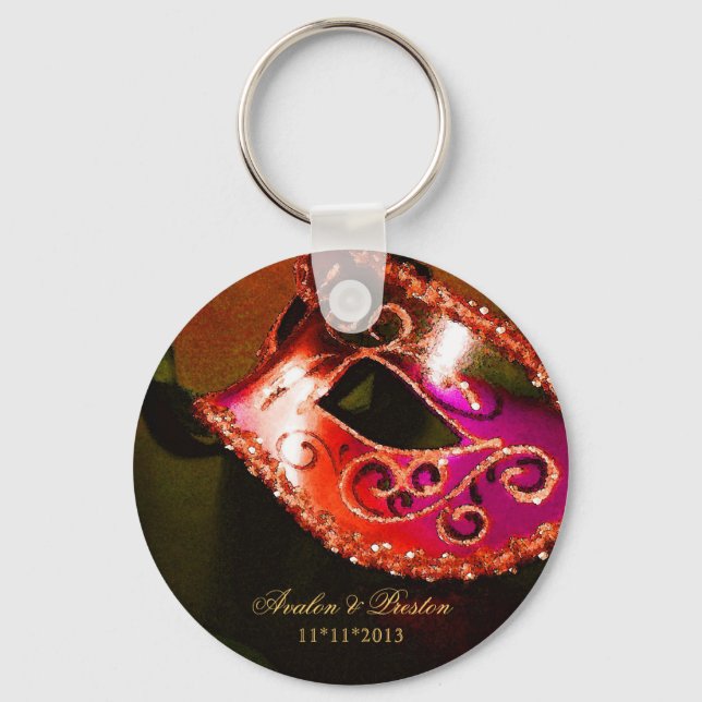 Masquerade Wedding Favour Red Keychain (Front)