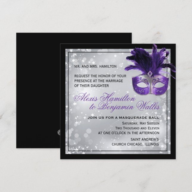 Masquerade Wedding Invitation (Front/Back)