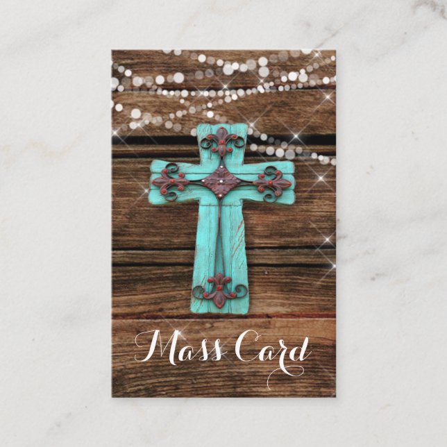 Mass Card Cross Distressed Wood Business Card (Front)