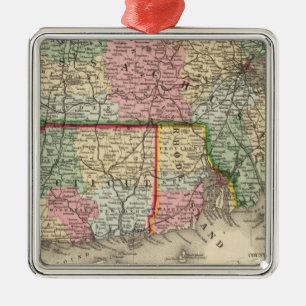 Mass, Conn, RI Map by Mitchell Metal Tree Decoration