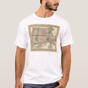 Mass, Conn, RI Map by Mitchell T-Shirt