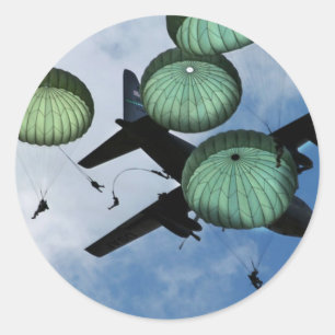Mass Jump Mission, Parachutes, U.S. Army Classic Round Sticker