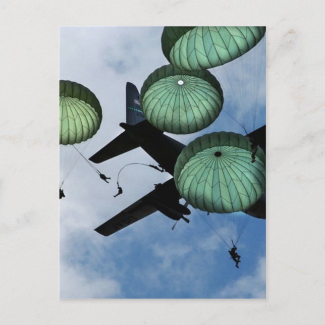 Mass Jump Mission, Parachutes, U.S. Army Postcard (Front)