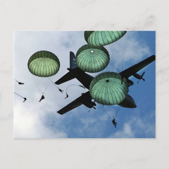 Mass Jump Mission, Parachutes, U.S. Army Postcard (Front)