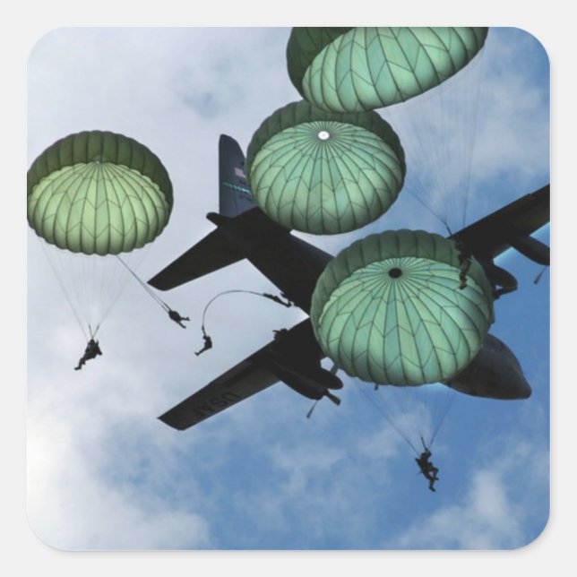 Mass Jump Mission, Parachutes, U.S. Army Square Sticker (Front)