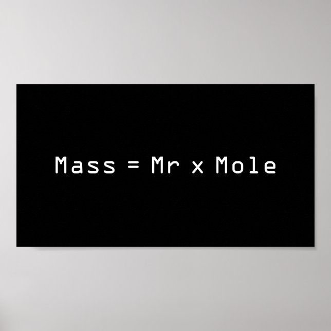 Mass =Mr x  Mole Poster (Front)