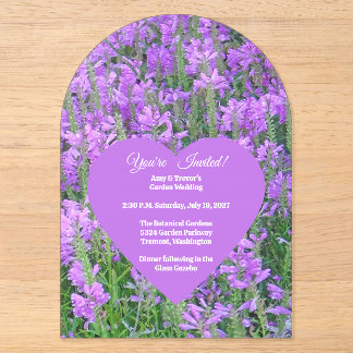 Mass Of Purple Flowers, Heart Centre For Info Acrylic Invitations
