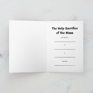 Mass of St Gregory the Great Durer, Intention Card