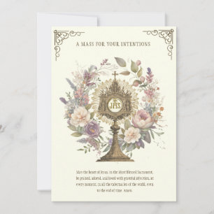 Mass Offering Floral Divine Praises Eucharist Card