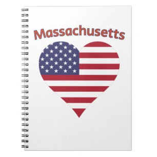 Massachusetts American Flag Heart Notebook