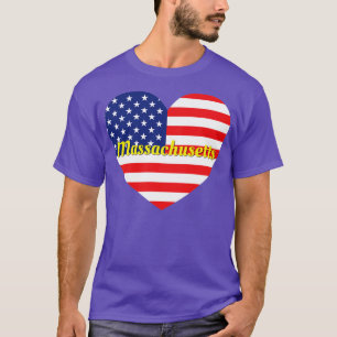 Massachusetts American Flag Heart T-Shirt