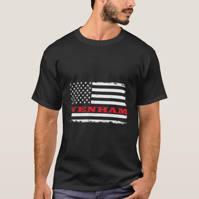 Massachusetts American Flag Wenham Usa Patriotic S T-Shirt (Front)