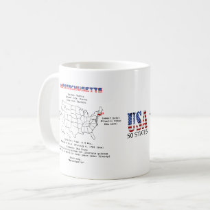 Massachusetts American state on a map and details Coffee Mug