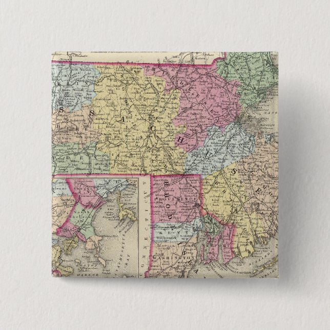 Massachusetts And Rhode Island 2 15 Cm Square Badge (Front)