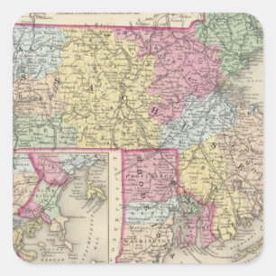 Massachusetts And Rhode Island 2 Square Sticker