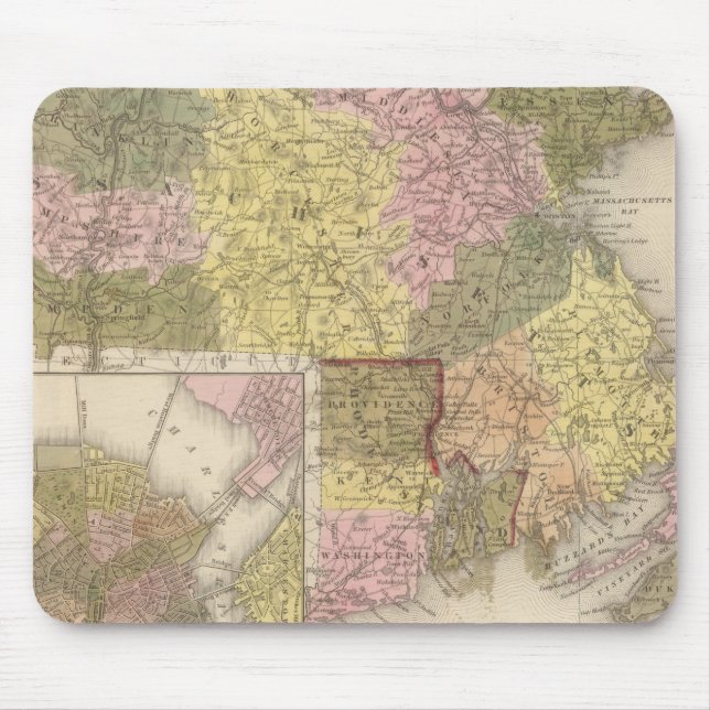 Massachusetts And Rhode Island Mouse Mat (Front)