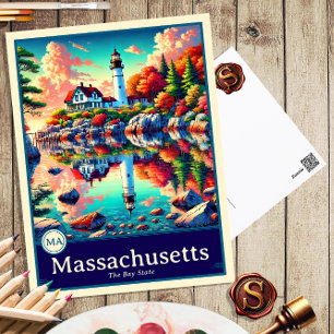 Massachusetts Anime Style Cel Shaded Postcard