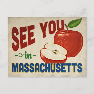 Massachusetts Apple - Vintage Travel Postcard