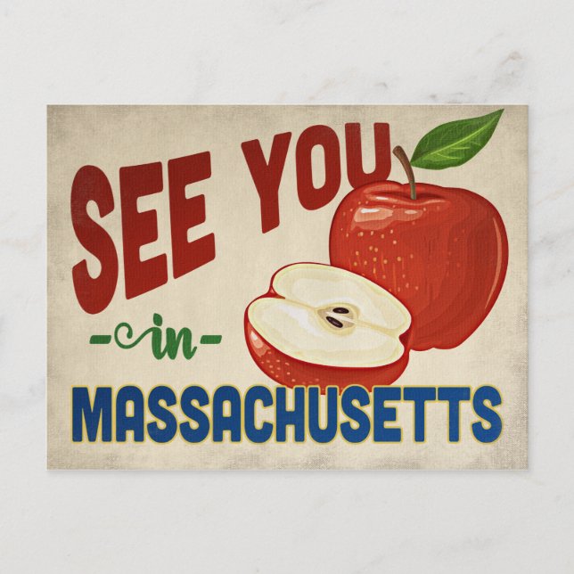 Massachusetts Apple - Vintage Travel Postcard (Front)