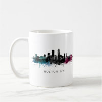 Massachusetts Art | Boston MA Skyline Watercolor
