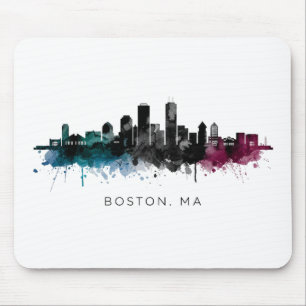 Massachusetts Art Boston MA Skyline Watercolor Mouse Mat