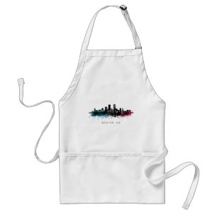Massachusetts Art Boston MA Skyline Watercolor Standard Apron