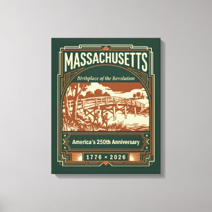 Massachusetts Art Deco America 250th Anniversary Canvas Print