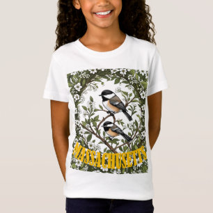 Massachusetts Black-capped Chickadee And Mayflower T-Shirt